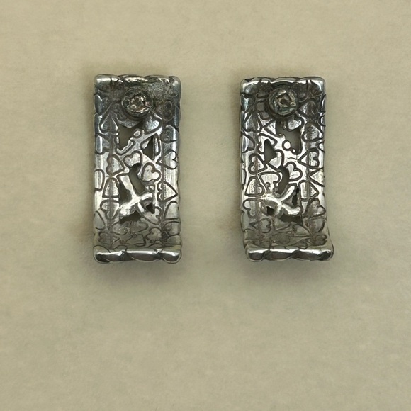 Brighton Vintage Post Earrings Curved Rectangle Studs Silver Plated No Backs - Picture 4 of 9